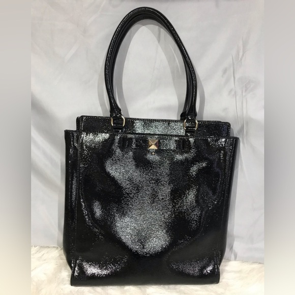Vintage Kate Spade Black Patent Leather Long Tall Tote Shopper Bag Rare - Picture 16 of 16
